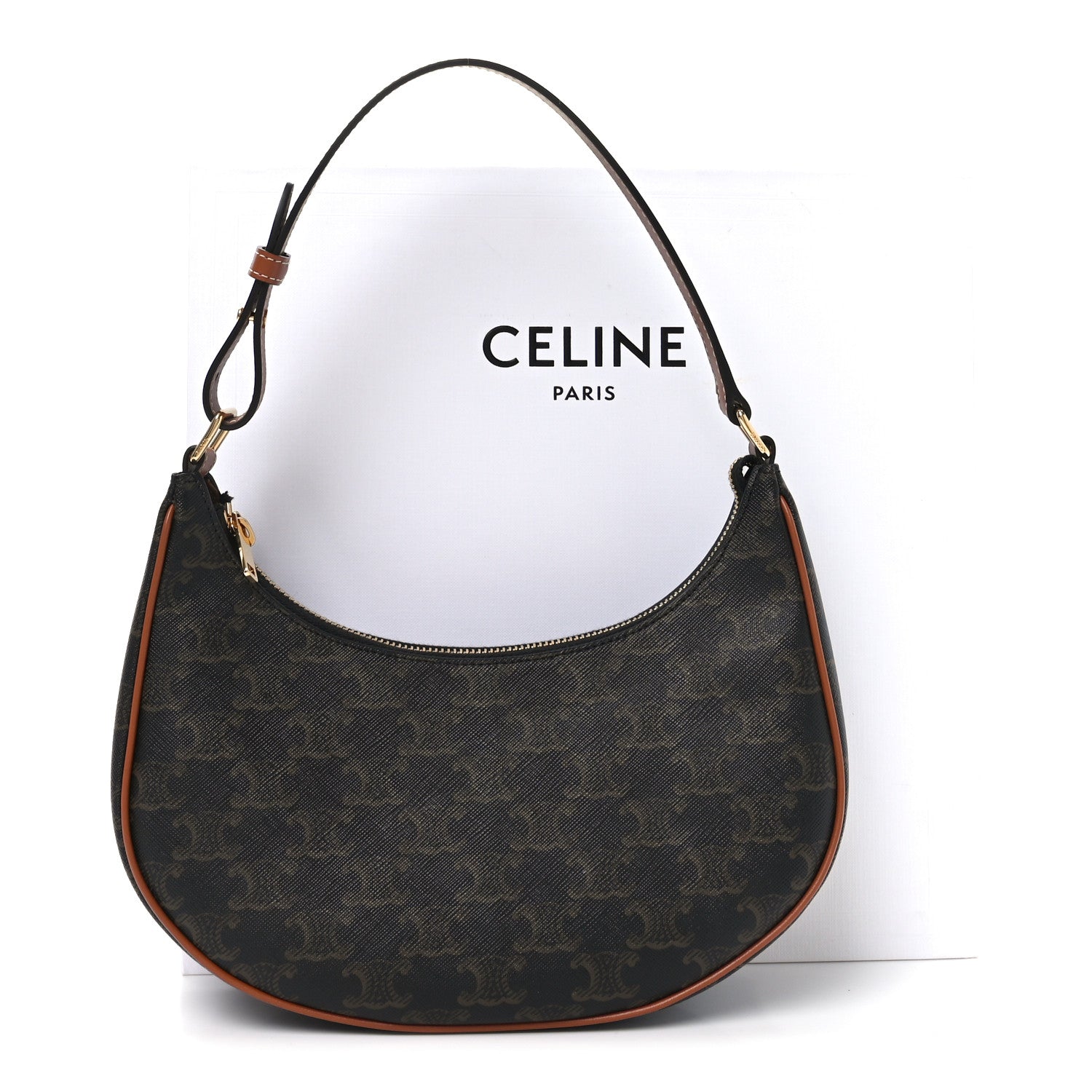 Celine Triomphe Canvas Calfskin Ava Shoulder Bag Tan 11 of 11