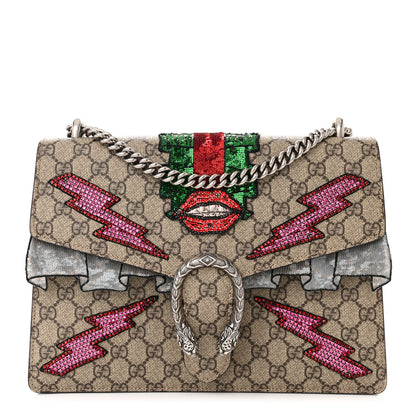 Gucci GG Supreme Monogram Lightning Embroidered Medium Dionysus Shoulder Bag Beige 1 of 12