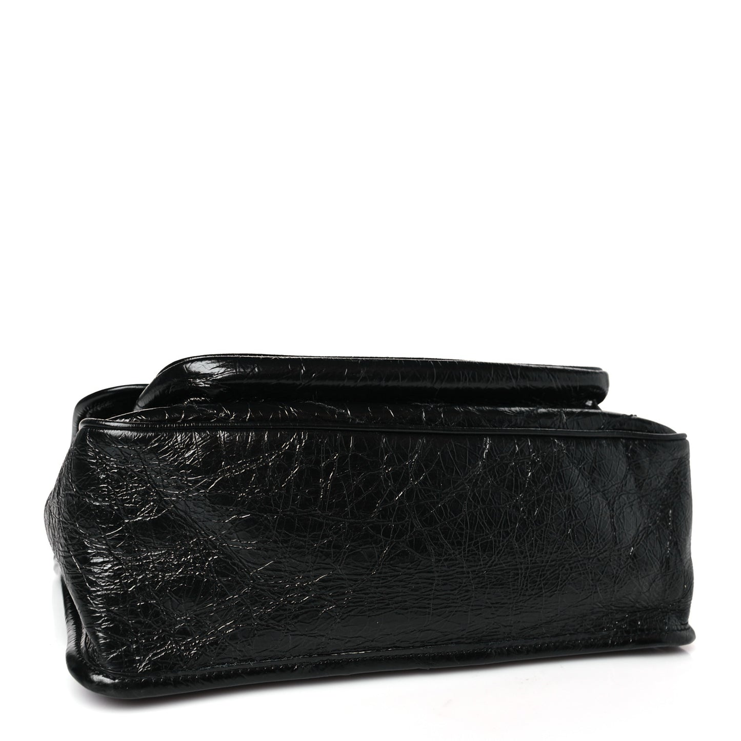 Crinkled Calfskin Matelasse Monogram Medium Niki Chain Satchel Black
