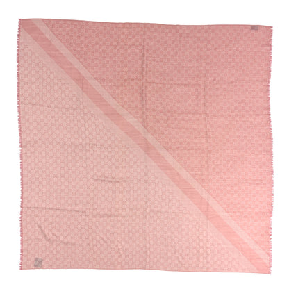 Gucci Wool Silk Monogram GGWeb Fringe Shawl Old Rose Pink 1 of 3