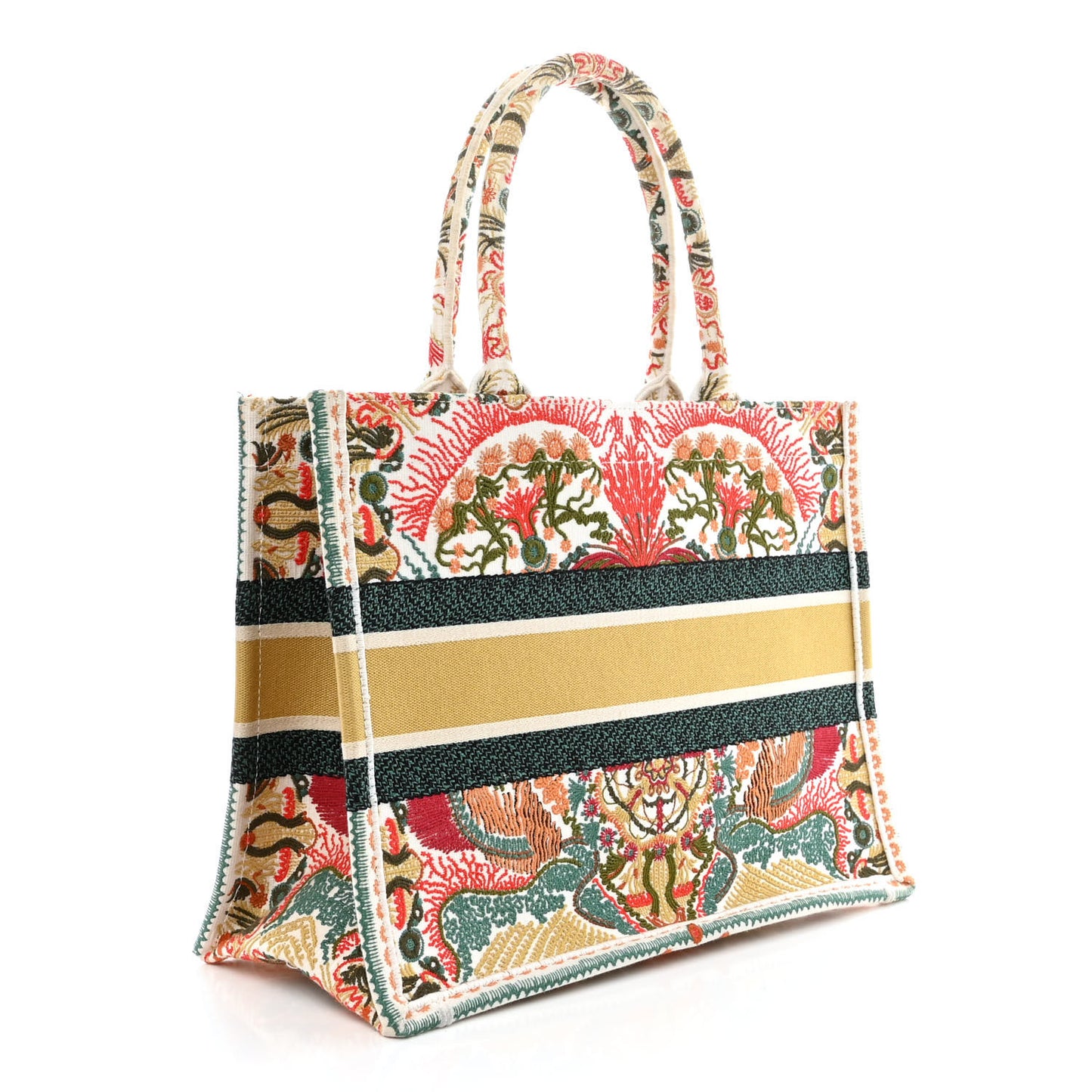 Canvas Embroidered Heart Lights Medium Book Tote Multicolor