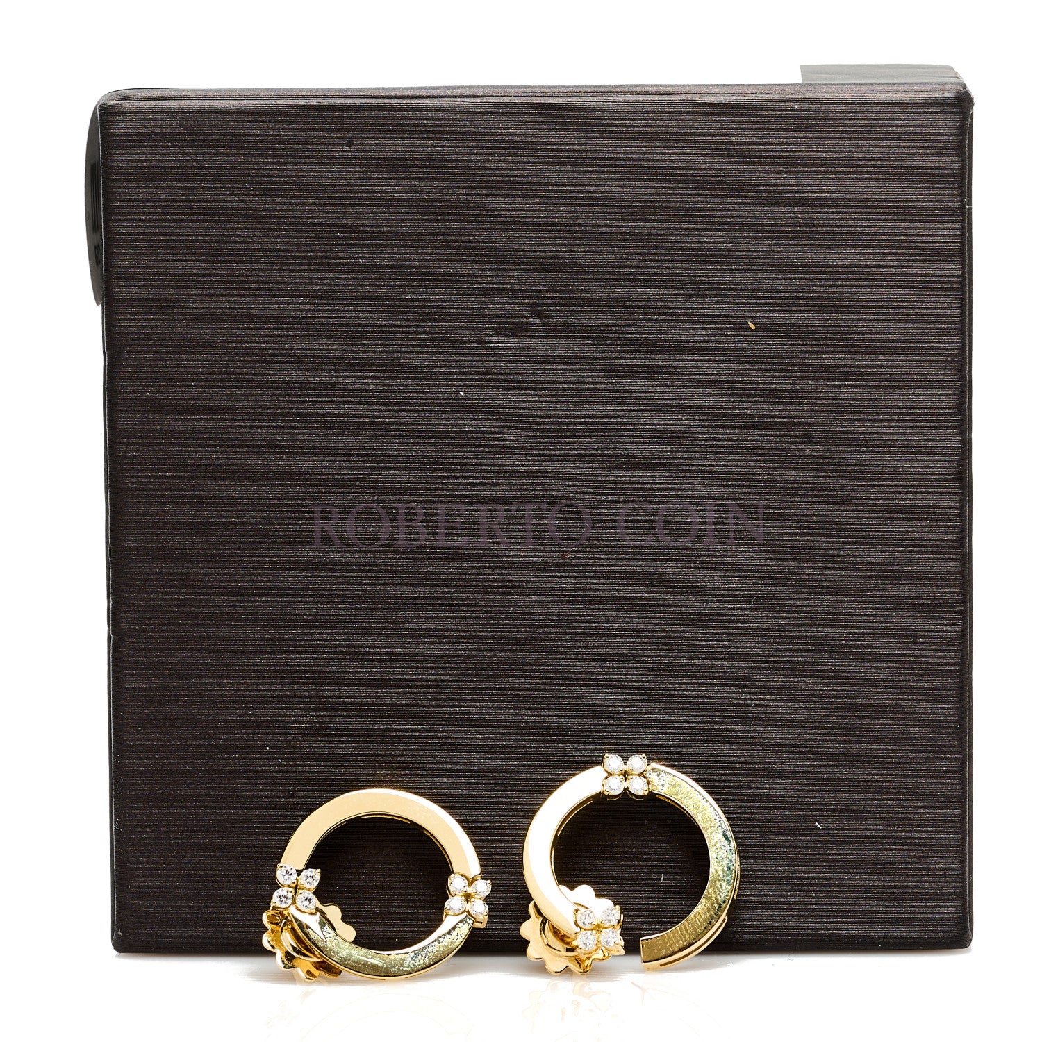Roberto Coin 18K Yellow Gold Diamond Double Circle Earrings 5 of 5