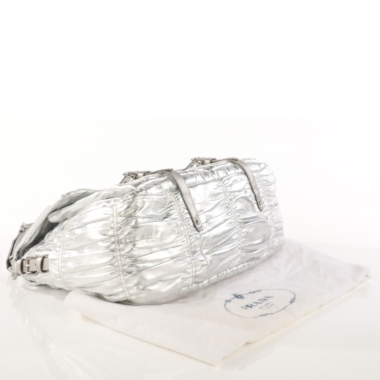 Prada Nappa Saffiano Dressy Gaufre Messenger Argento 4 of 8