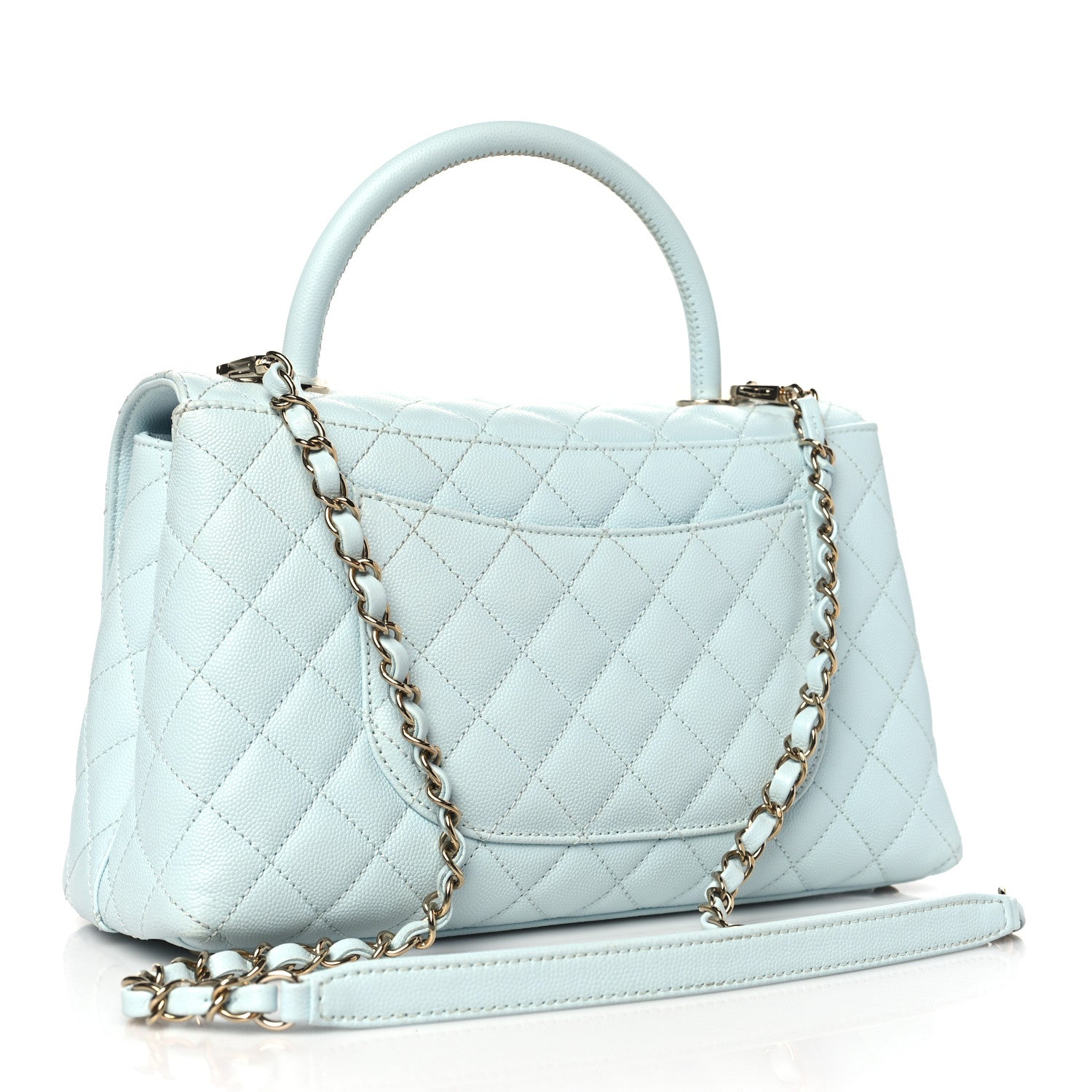 Chanel Caviar Quilted Small Coco Handle Flap Light Blue 3 of 10