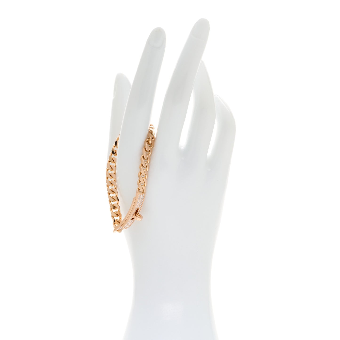 18K Rose Gold Diamond PM Kelly Gourmette Bracelet SH
