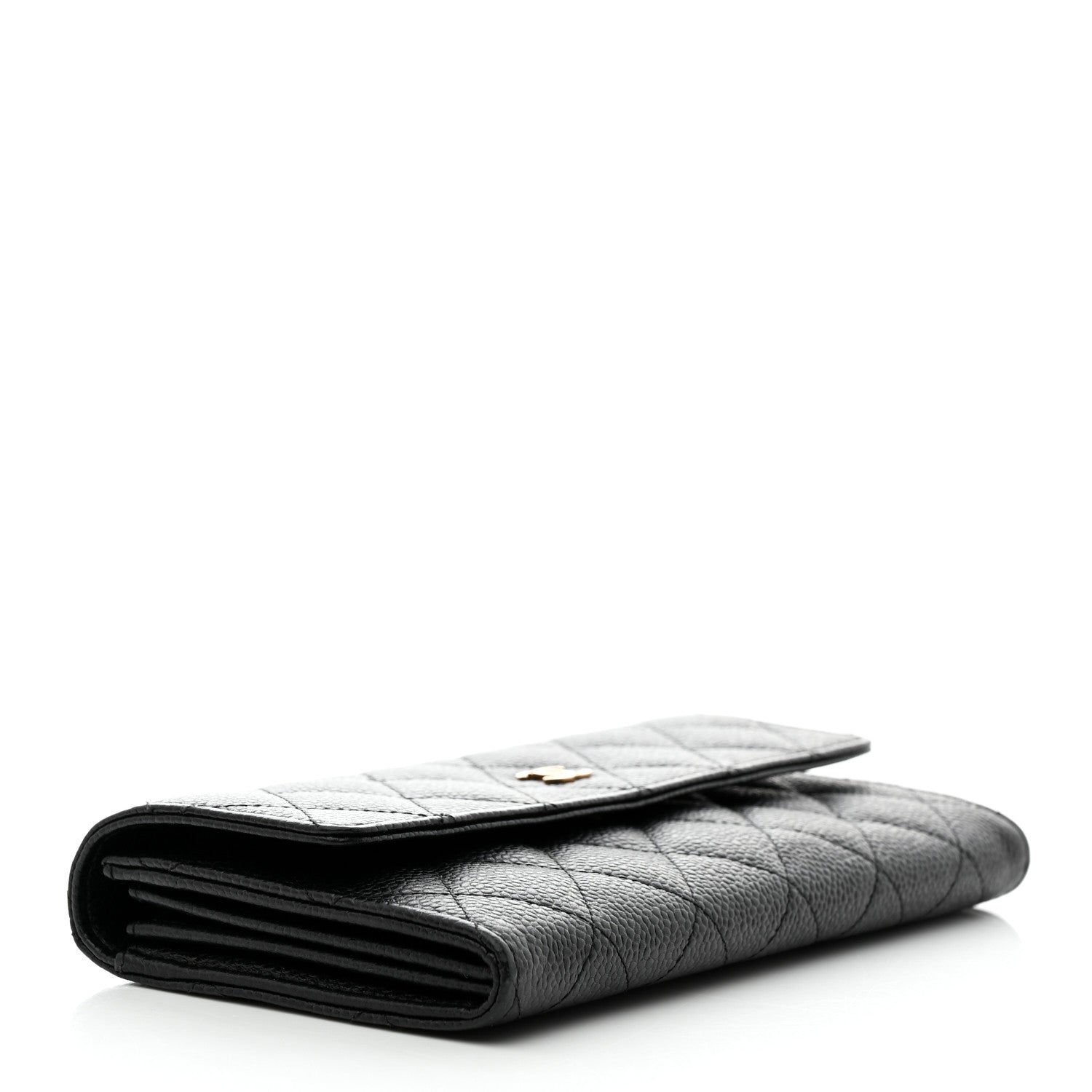 Chanel Caviar Quilted Large Gusset Flap Wallet Black 4 of 9