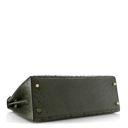 Hermes Ostrich Kelly Sellier 32 Vert Olive 4 of 15