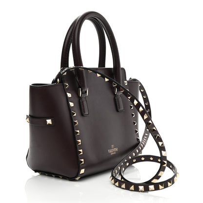 Valentino Garavani Vitello MIni Rockstud Double Handle Tote Cacao 3 of 11