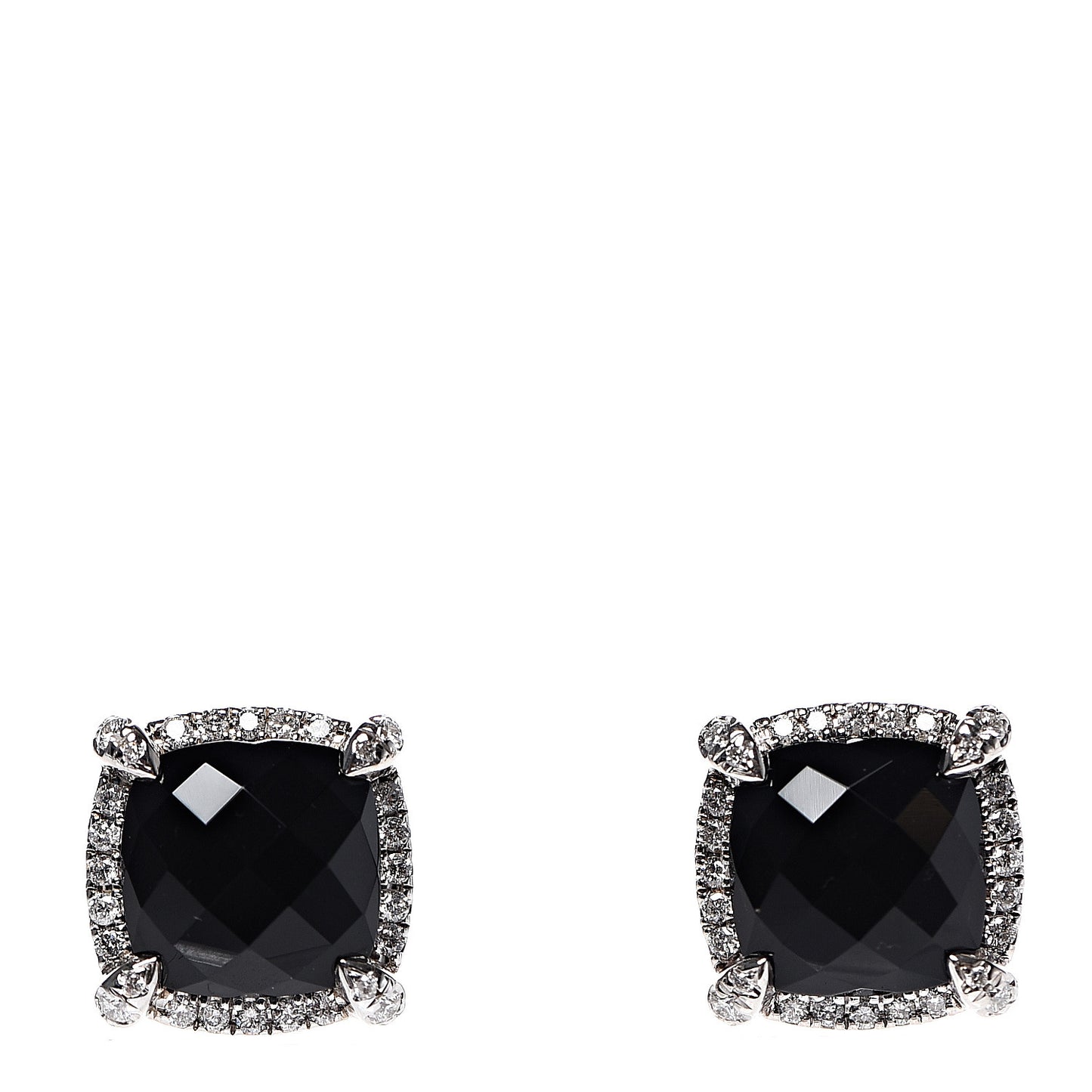Sterling Silver Diamond Black Onyx 9mm Chatelaine Bezel Earrings