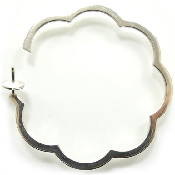 18K White Gold Large Profil de Camelia Hoop Earrings