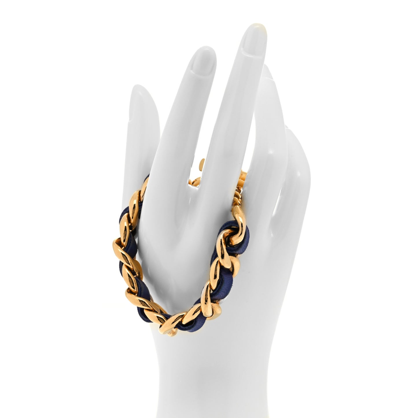 Lambskin Chain Bracelet Blue Gold