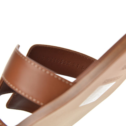 Hermes Box Calfskin Oran Sandals 36.5 Gold 8 of 11