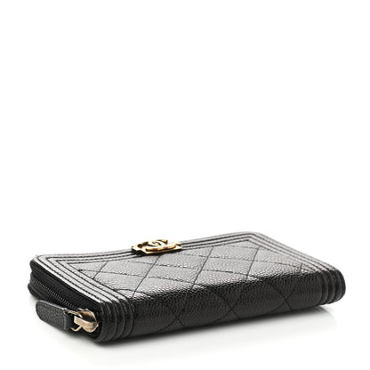 Chanel Caviar Quilted Small Boy Zip Around Wallet Black 4 of 8