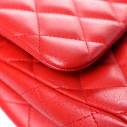 Chanel Lambskin Quilted Jumbo Double Flap Red 28 of 35