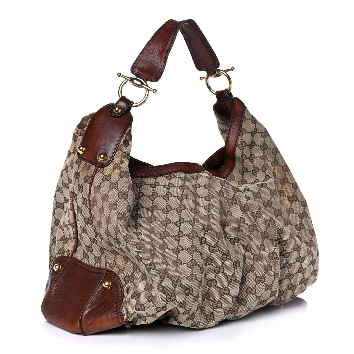 Monogram Studded Tote Dark Brown