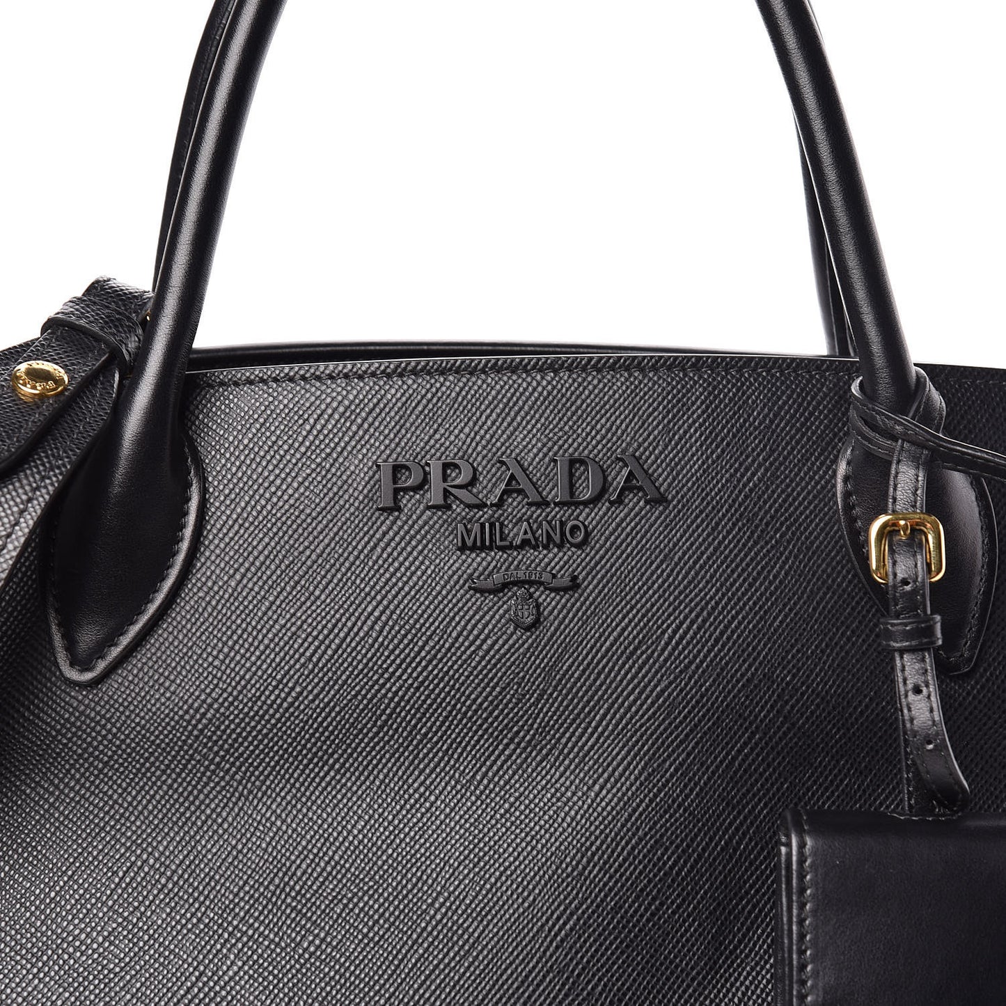 Saffiano Cuir Calfskin Large Monochrome Top Handle Tote Black