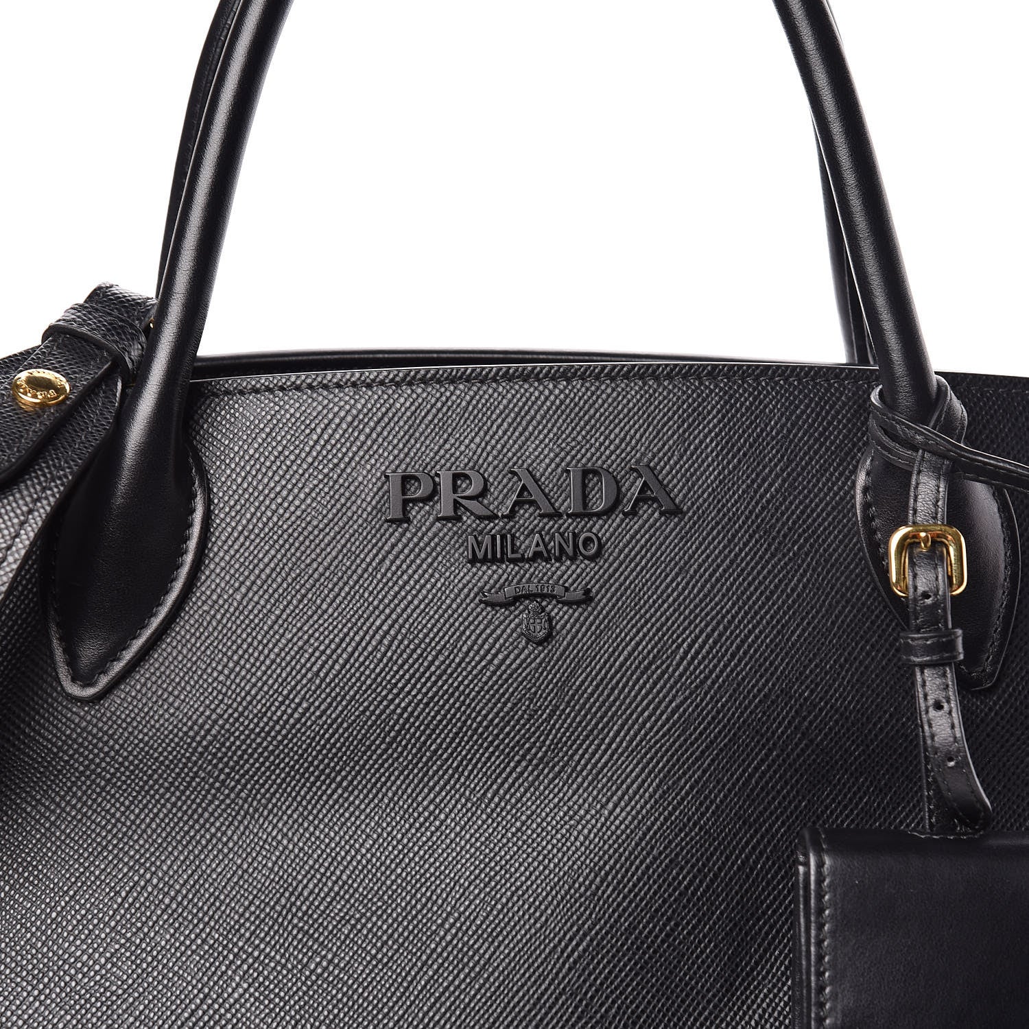 Prada Saffiano Cuir Calfskin Large Monochrome Top Handle Tote Black 9 of 10