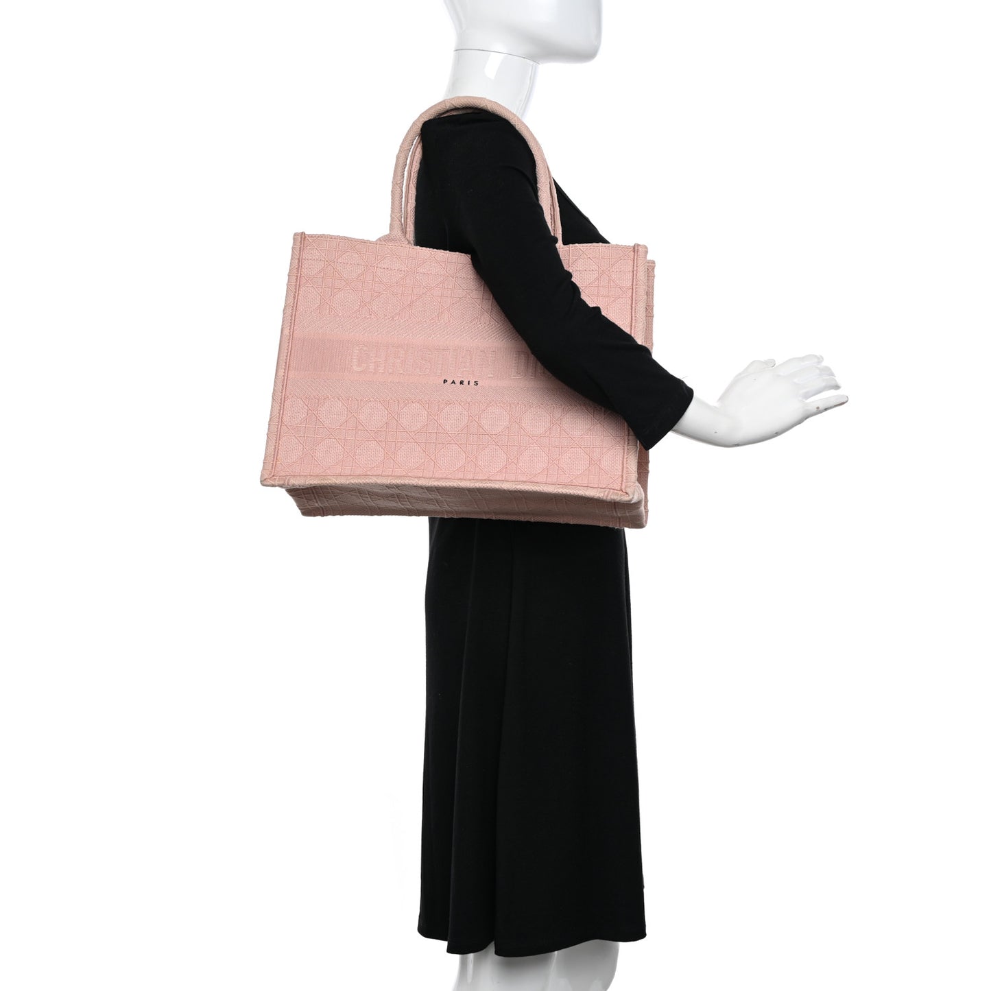 Canvas Embroidered Cannage Medium Book Tote Bois de Rose