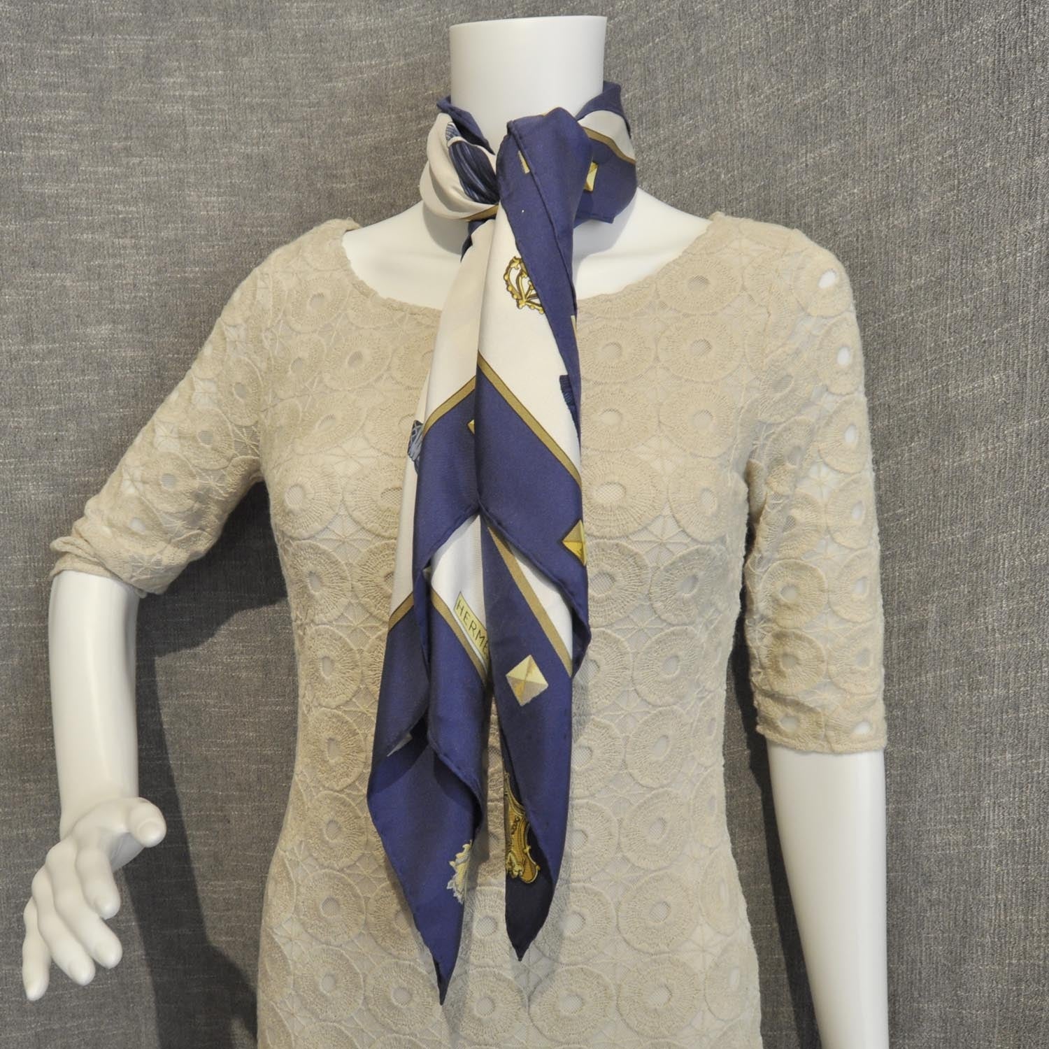 Hermes Silk Keys Les Cles Scarf 90 Bleu 2 of 7