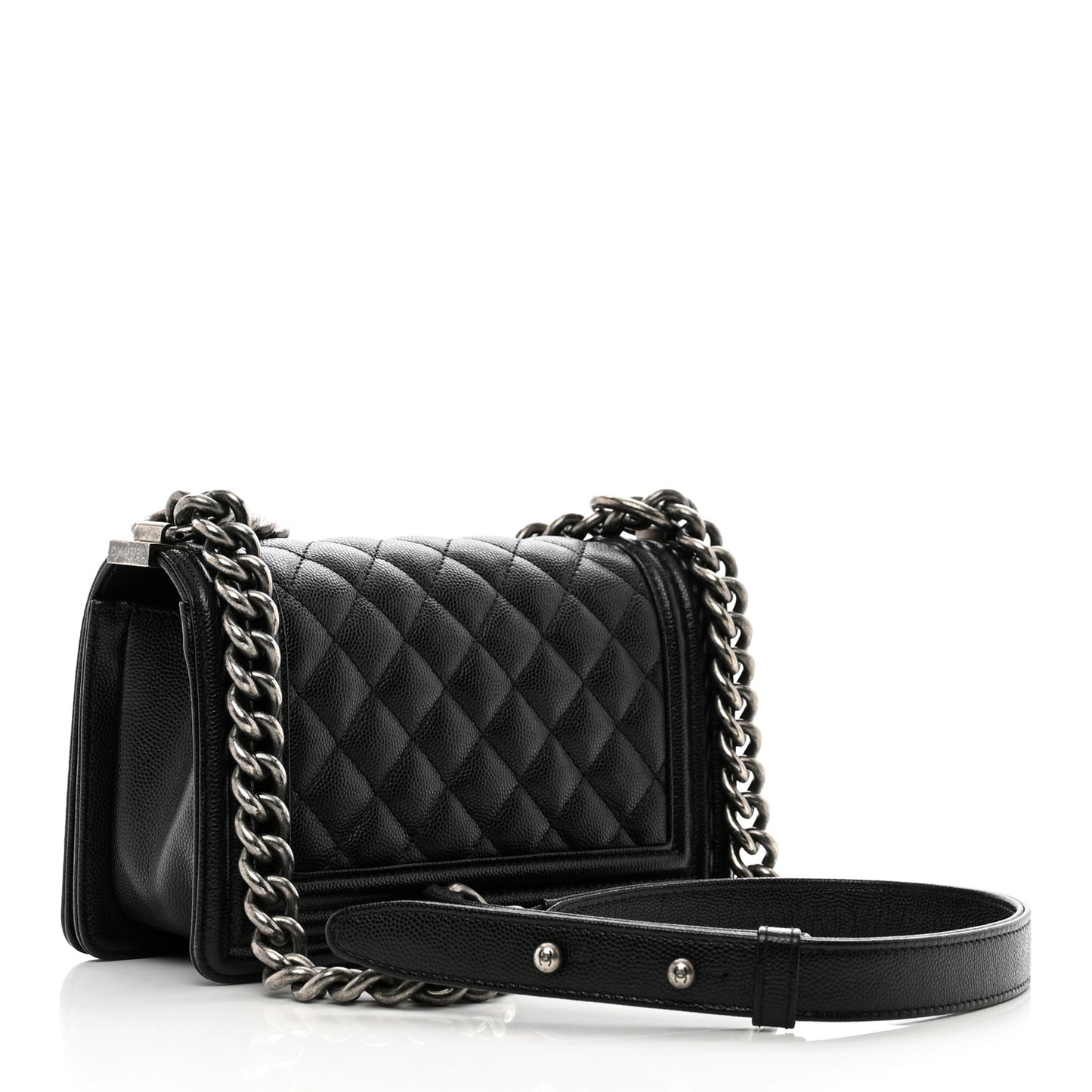 Caviar Quilted Small Boy Flap Black