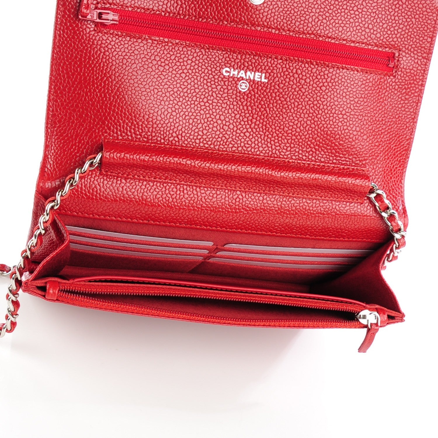 Chanel Caviar Quilted Wallet On Chain WOC Red 5 of 7
