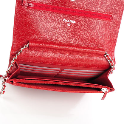 Chanel Caviar Quilted Wallet On Chain WOC Red 5 of 7