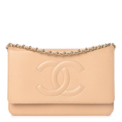 Chanel Caviar Timeless CC Wallet On Chain WOC Beige 1 of 11
