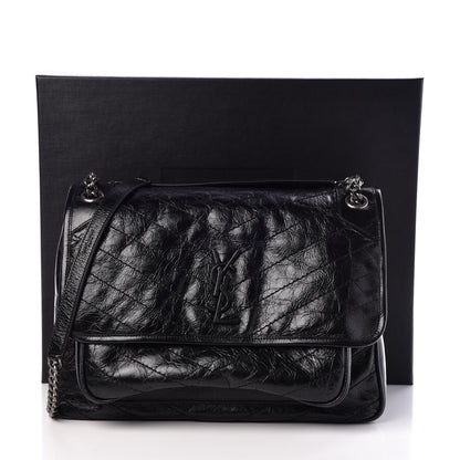 Saint Laurent Crinkled Calfskin Matelasse Monogram Large Niki Chain Satchel Black 9 of 9