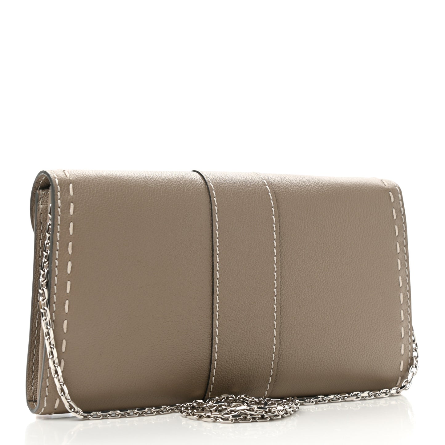 Rodeo Calfskin Surpique Brillant Wallet on Chain Tourterelle