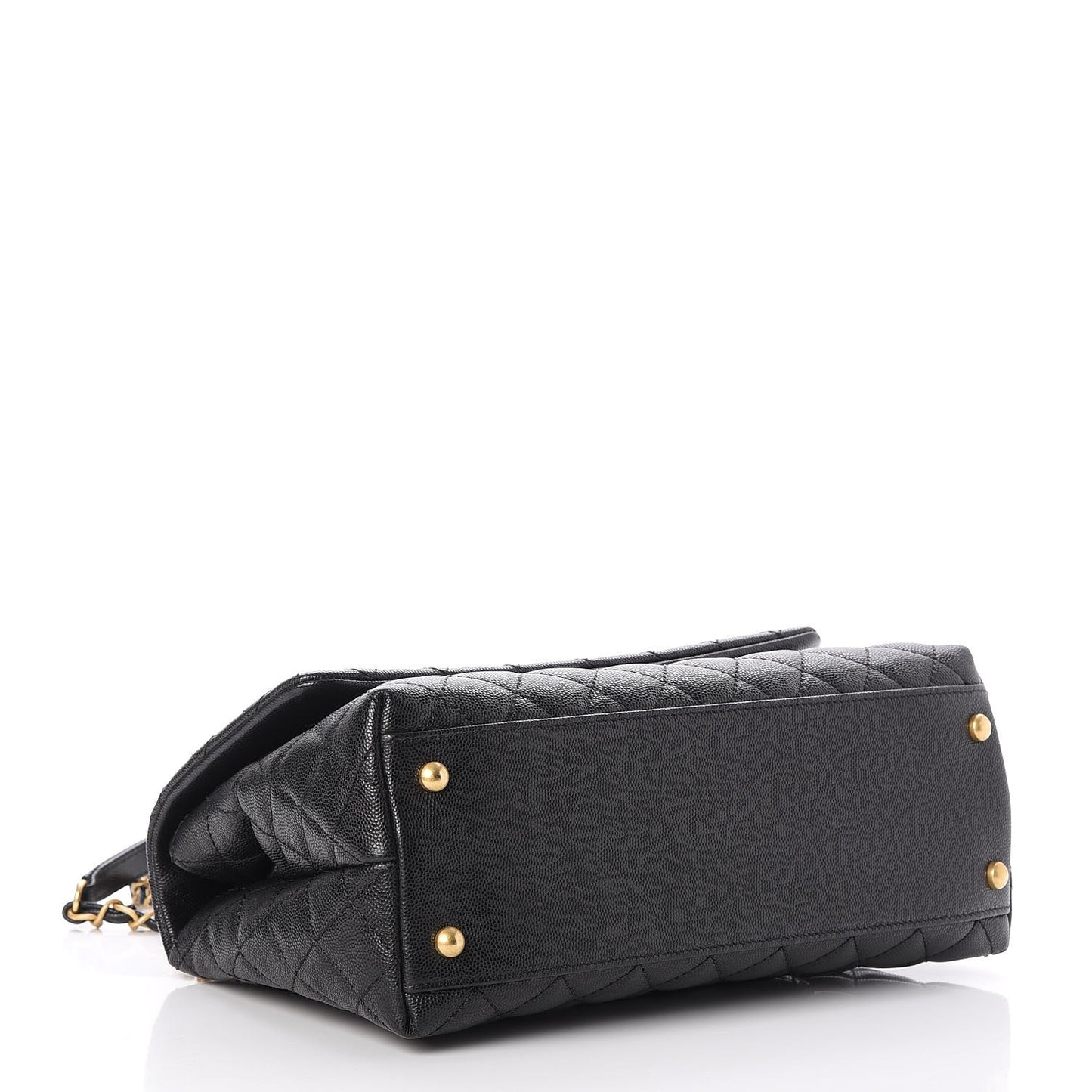 Caviar Lizard Quilted Small Coco Handle Flap Black