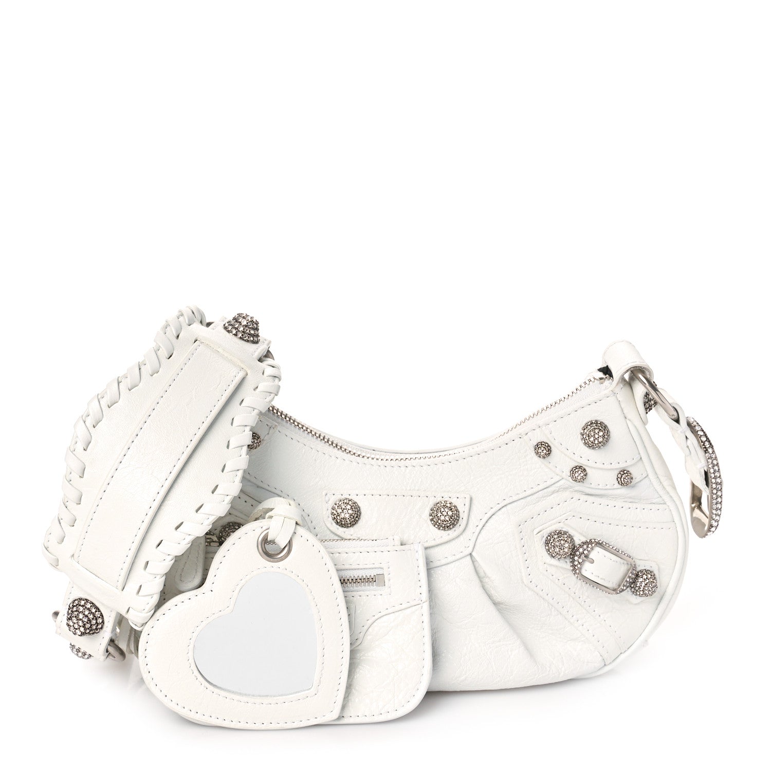 Balenciaga Agneau Arena Crystal Le Cagole Shoulder Bag XS Optic White 1 of 11