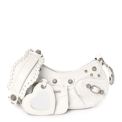 Balenciaga Agneau Arena Crystal Le Cagole Shoulder Bag XS Optic White 1 of 11