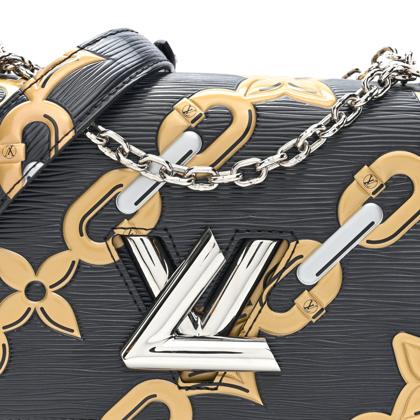 Epi Chain Flower Twist Shoulder Bag MM Black