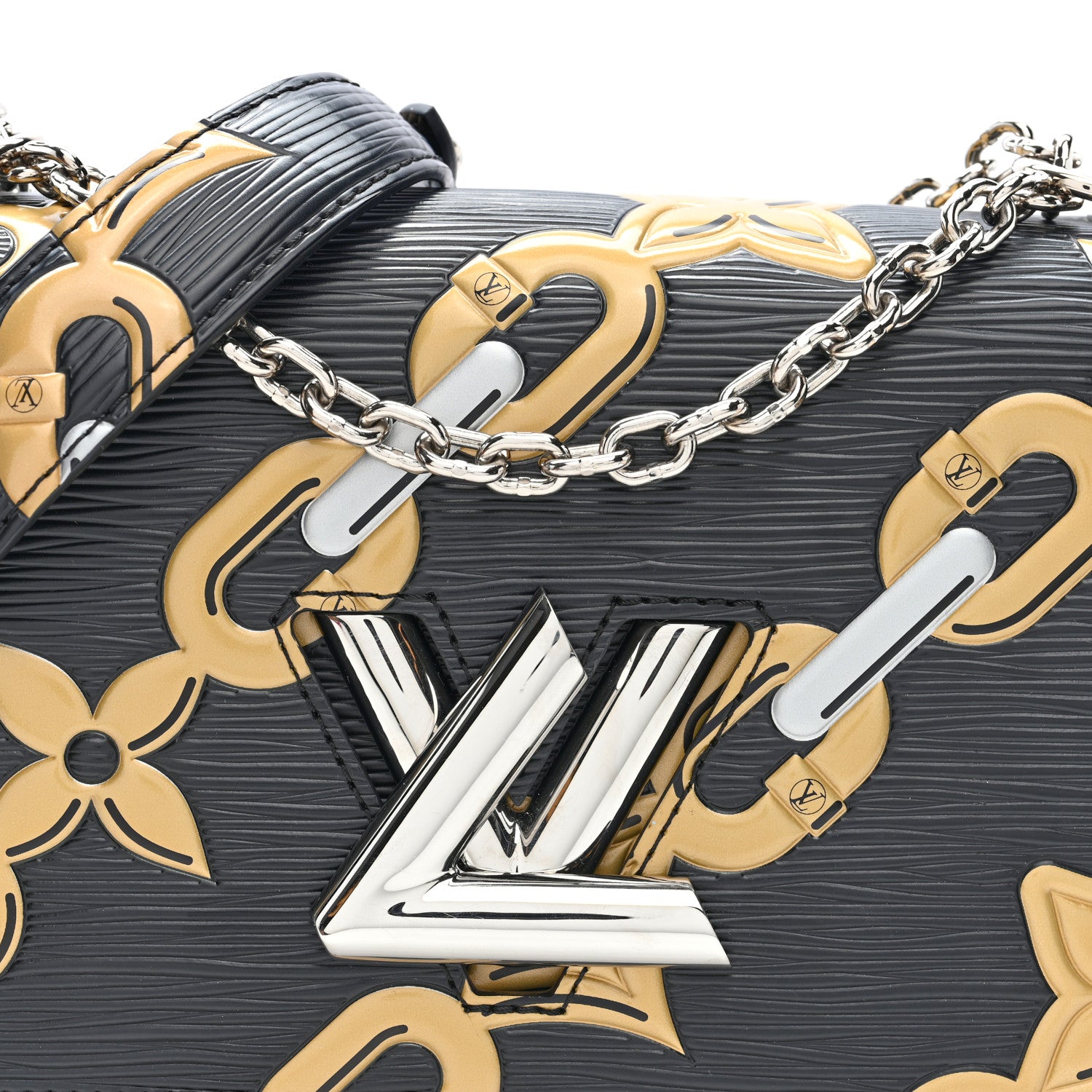 Louis Vuitton Epi Chain Flower Twist Shoulder Bag MM Black 8 of 10