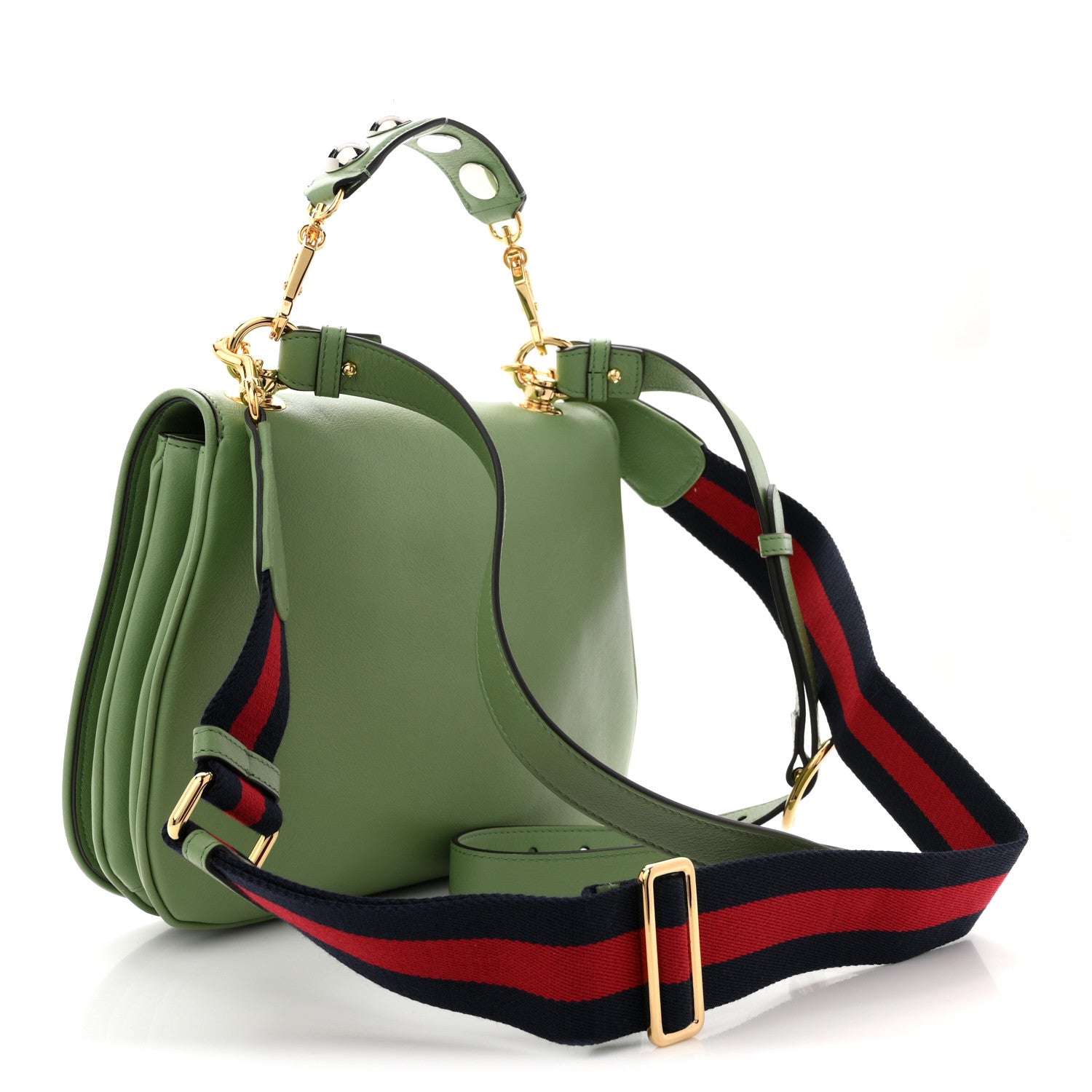 GUCCI バッグ Gucci Roxy Calfskin Web Medium Blondie Top Handle Shoulder Flap