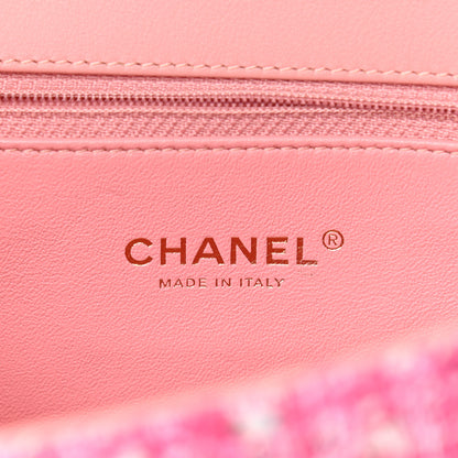Chanel Tweed Lambskin Quilted Medium CC Filigree Flap Pink 6 of 9
