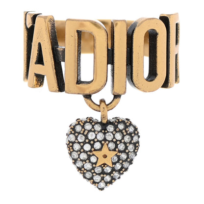 Christian Dior Metal J'Adior Crystal Heart Charm Ring L Gold 1 of 4