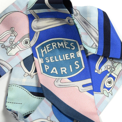 Hermes Silk Tatersale Twilly Petrole Ciel Rose Poudre 4 of 4