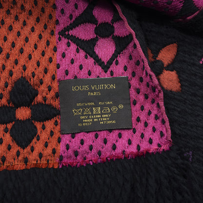 Louis Vuitton Wool Silk Rainbow Logomania Scarf Black 3 of 3