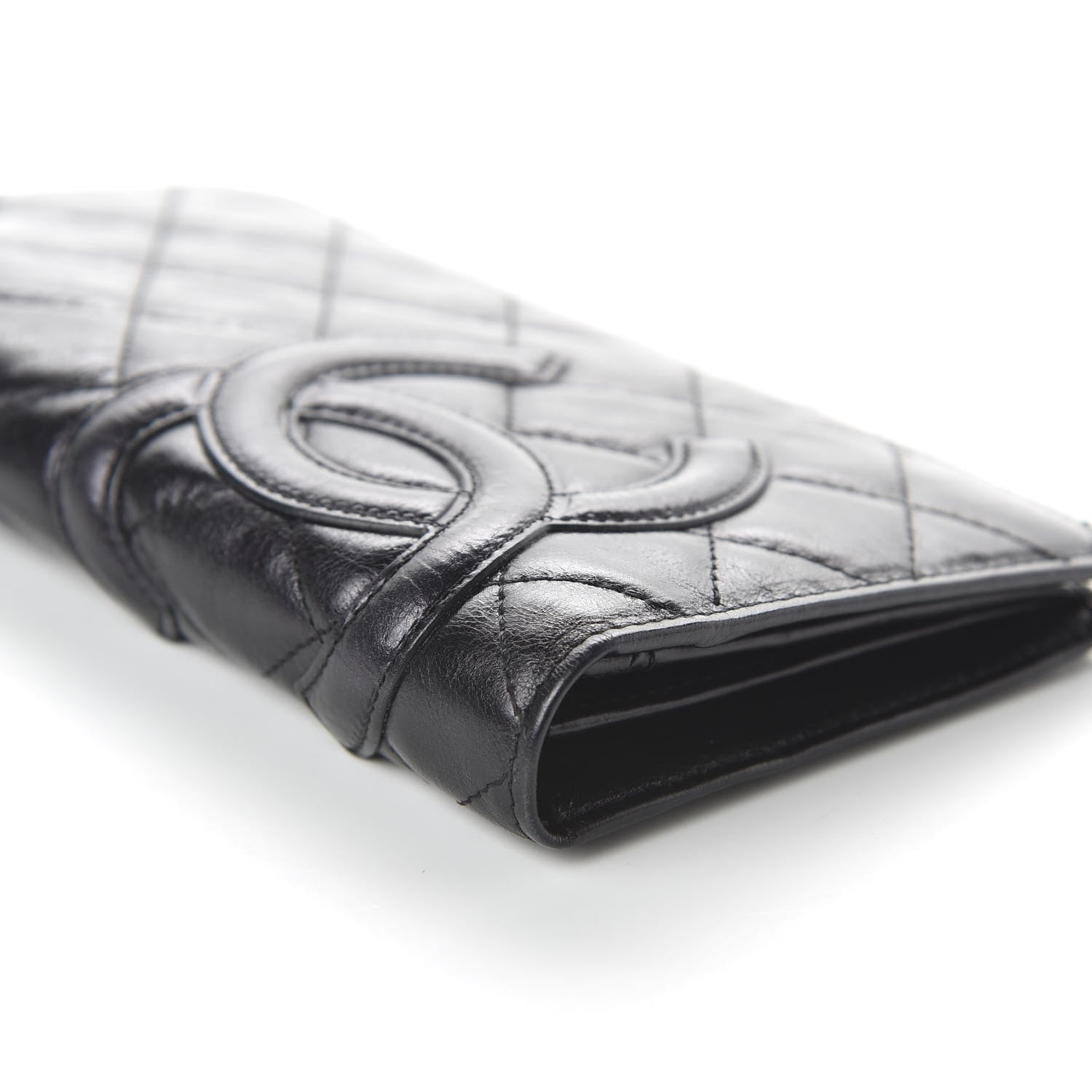 Chanel Aged Calfskin Quilted Cambon Yen Wallet Black 6 of 10