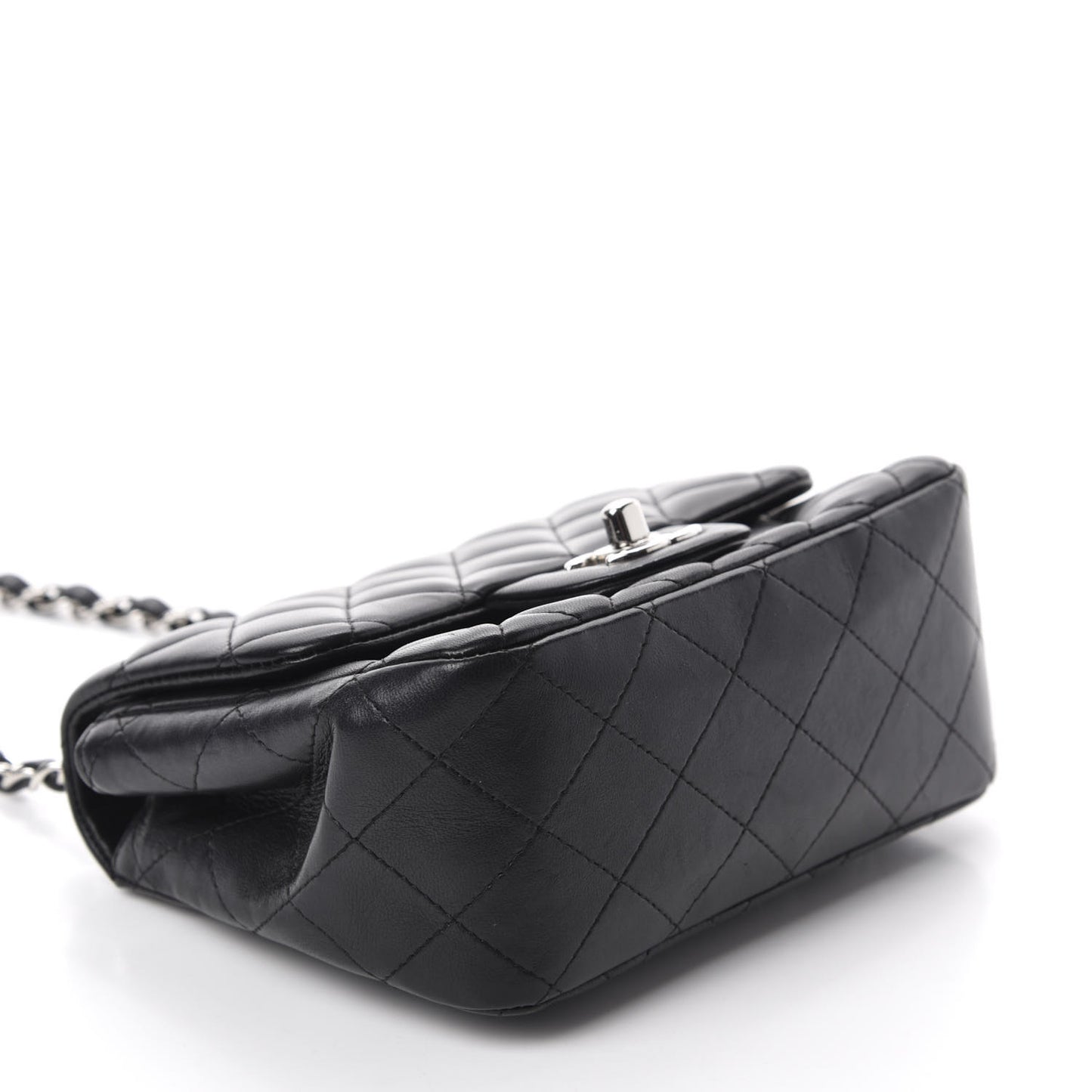Lambskin Quilted Mini Square Flap Black