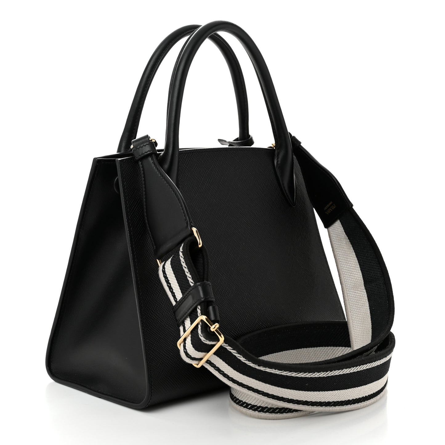 Saffiano Cuir Calfskin Small Monochrome Top Handle Tote Black