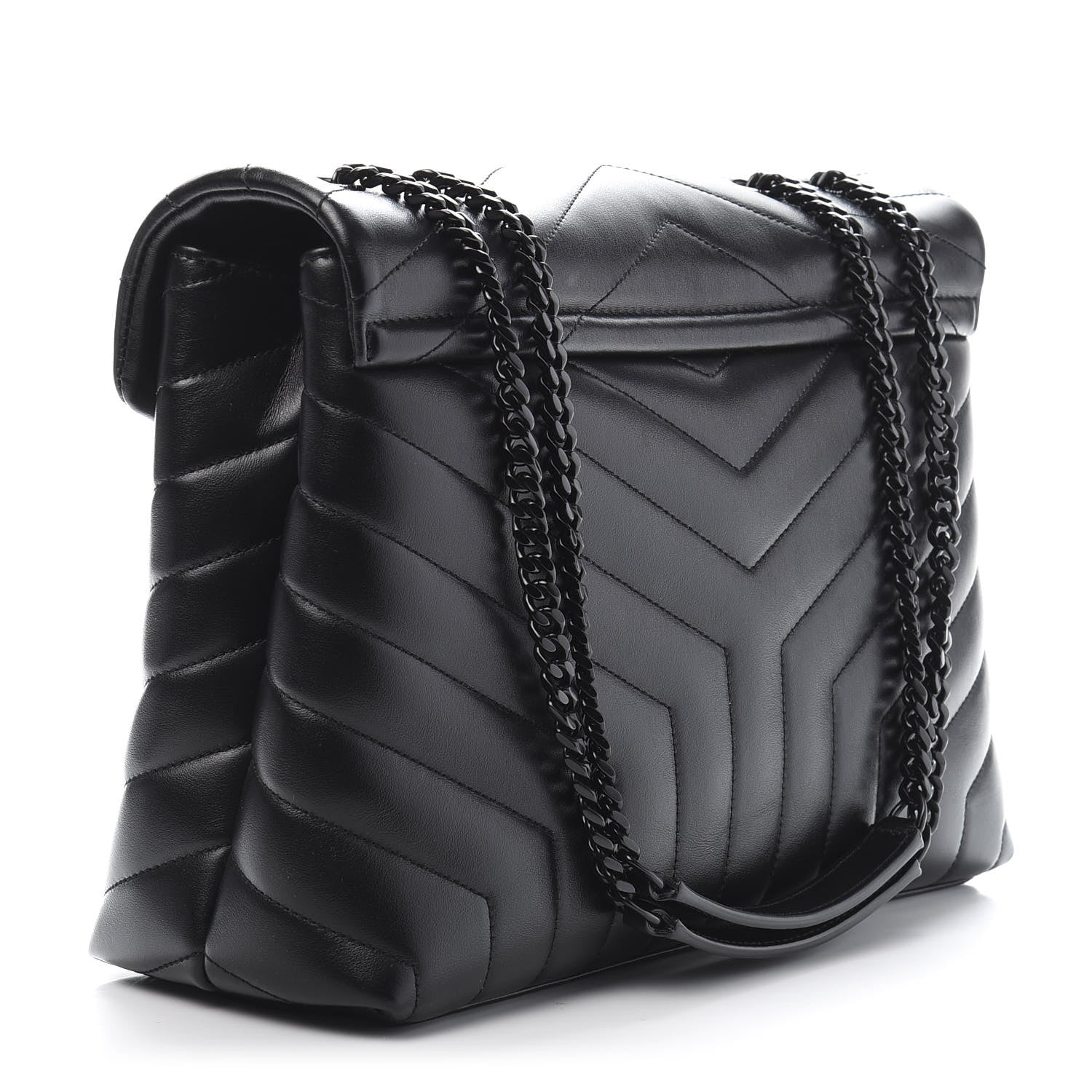 Saint Laurent Calfskin Y Quilted Monogram Medium Loulou Chain Satchel Black 3 of 12