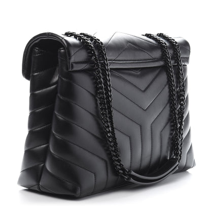 Saint Laurent Calfskin Y Quilted Monogram Medium Loulou Chain Satchel Black 3 of 12