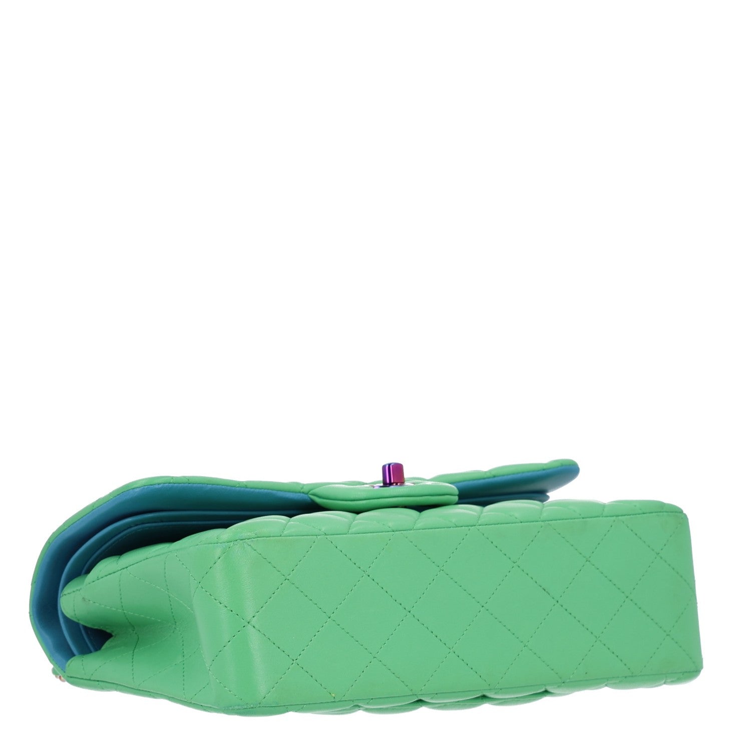 Chanel Lambskin Quilted Small Double Flap Green Blue 4 of 11