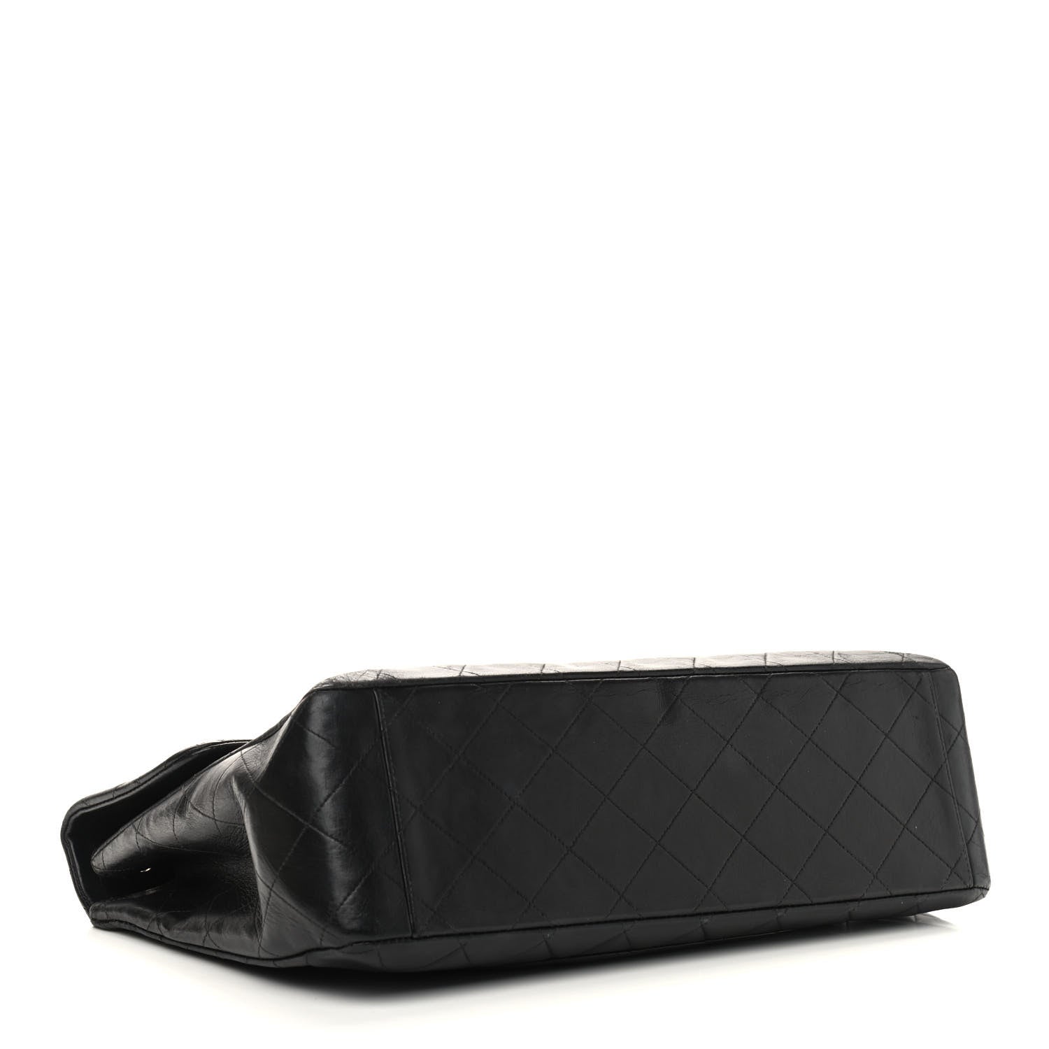Chanel Lambskin Quilted XL Jumbo Single Flap Black 4 of 14
