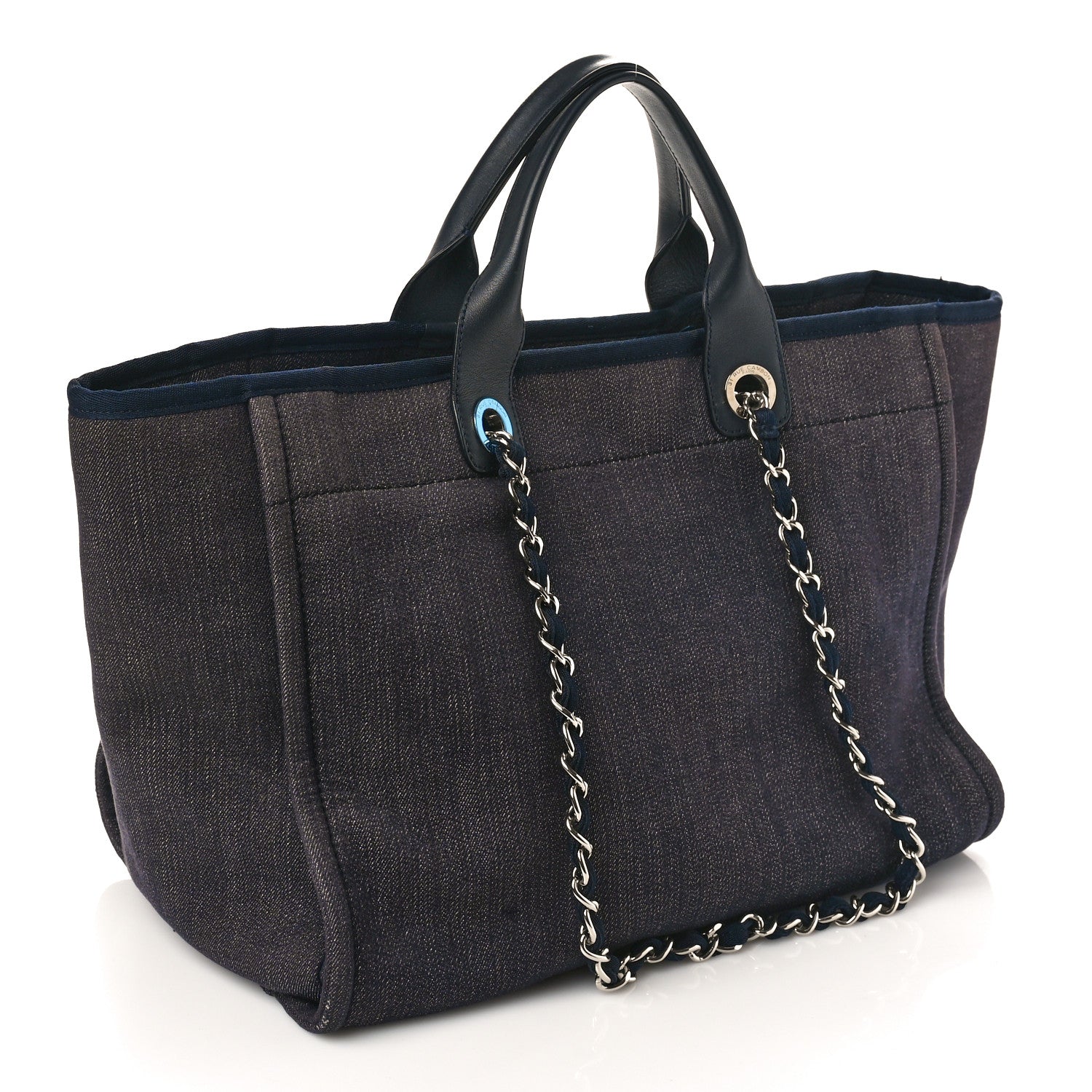 Chanel Denim Medium Deauville Tote Dark Blue 3 of 12