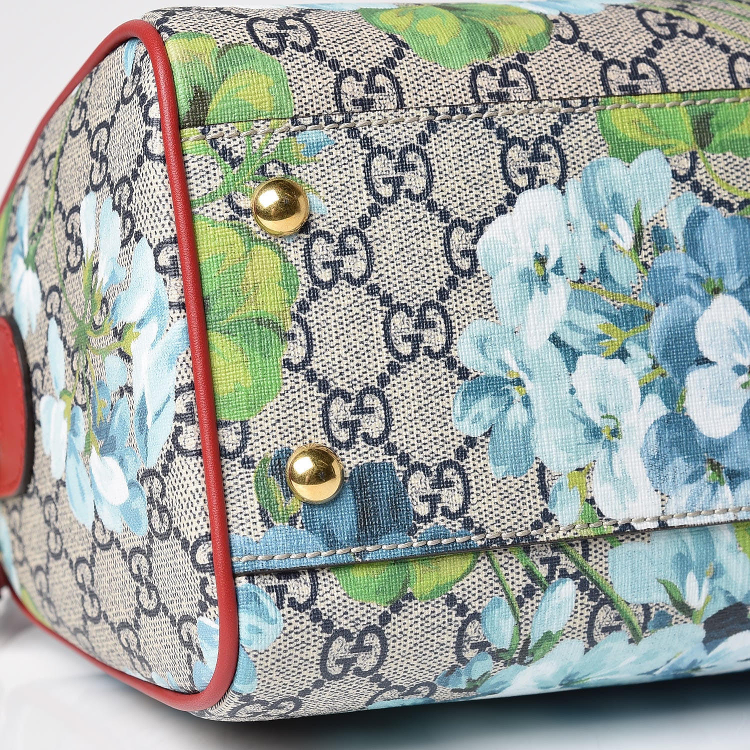 Gucci GG Supreme Monogram Blooms Small Boston Beige Blue Navy Hibiscus Red 8 of 9