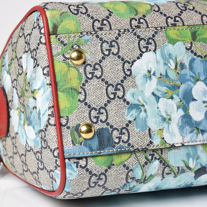 Gucci GG Supreme Monogram Blooms Small Boston Beige Blue Navy Hibiscus Red 8 of 9
