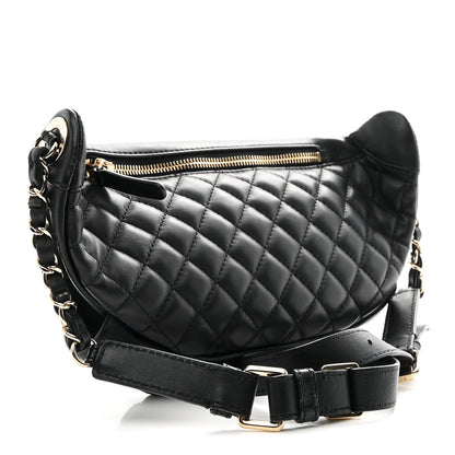 Chanel Lambskin Quilted Waist Bag Fanny Pack Black 5 of 19